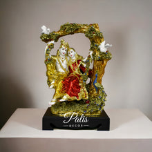 Load image into Gallery viewer, BIG JHULA RK 615 RADHA KRISHNA WITH CLADDLE ON WOODEN BASE