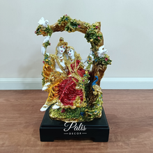 Load image into Gallery viewer, SMALL JHULA RK 601 RADHA KRISHNA CRADDLE STATUE ON WOODEN BASE