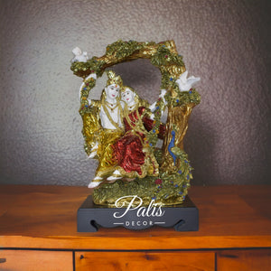 BIG JHULA RK 615 RADHA KRISHNA WITH CLADDLE ON WOODEN BASE
